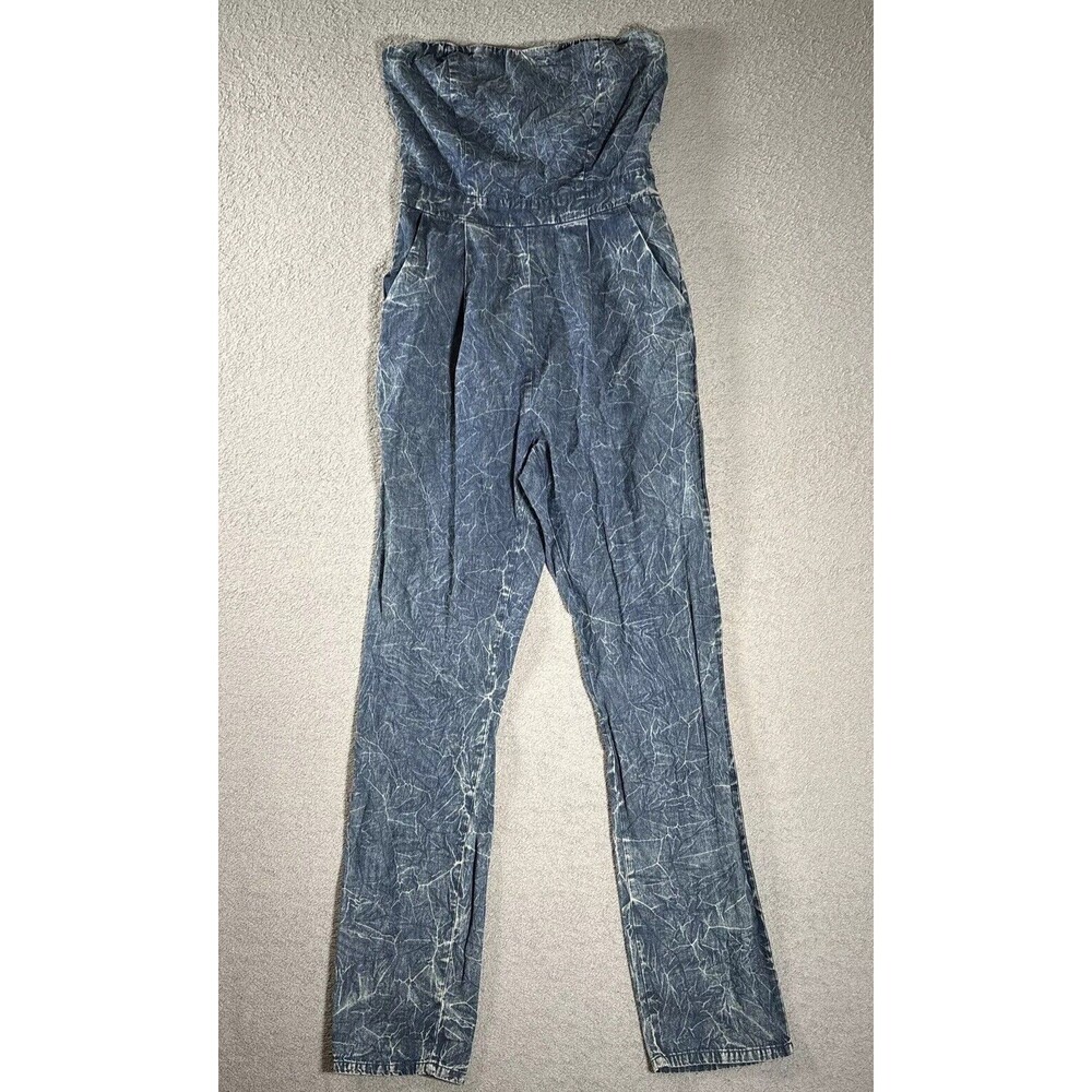 Funky Soul Strapless Jumpsuit‎ Women’s Size Small Faux Denim 90s Y2K Hiphop